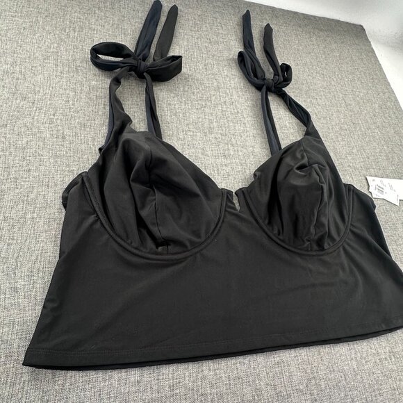 NEW! Old Navy Tankini Plus 3X Underwire Lightly Padded Tie Straps Black Swimwear - Picture 8 of 11